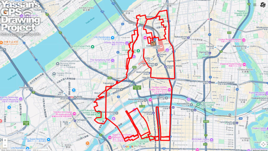 ウインズ梅田の馬（大阪府大阪市北区）のGPSアート