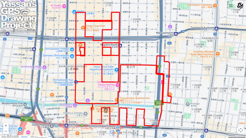 ウインズ道頓堀の馬（大阪府大阪市中央区）のGPSアート