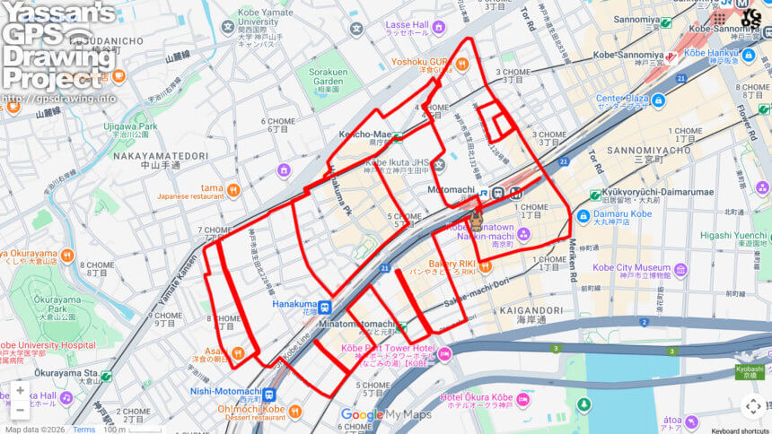 ウインズ神戸の馬（兵庫県神戸市中央区）のGPSアート