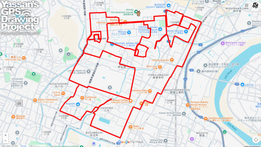 ウインズ姫路の馬（兵庫県姫路市）のGPSアート