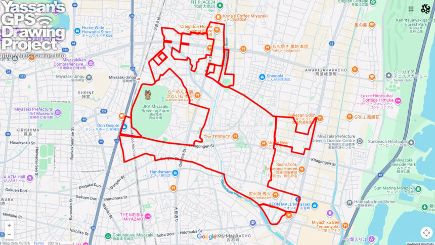 ウインズ宮崎の馬（宮崎県宮崎市）のGPSアート