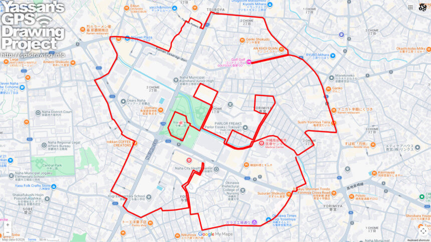 与儀公園のさくら（沖縄県那覇市）のGPSアート