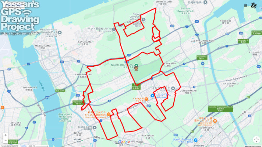 新潟競馬場の馬（新潟県新潟市）のGPSアート