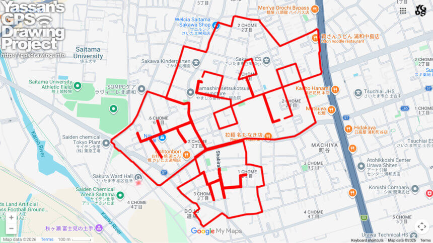 桜区のさくら（さいたま市桜区）のGPSアート