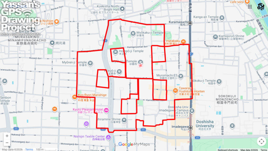 妙顕寺のさくら（京都府京都市上京区）のGPSアート