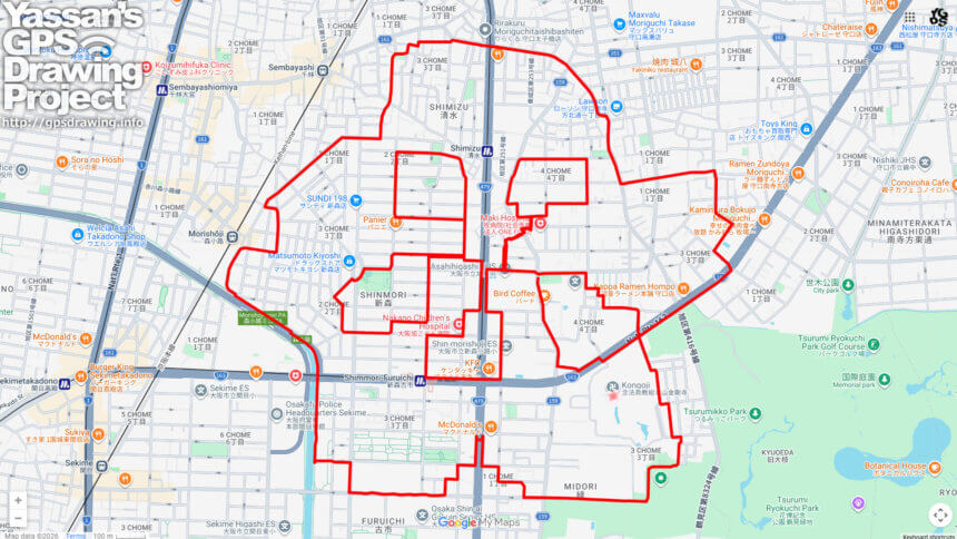 金剛寺のさくら（大阪府大阪市鶴見区）のGPSアート