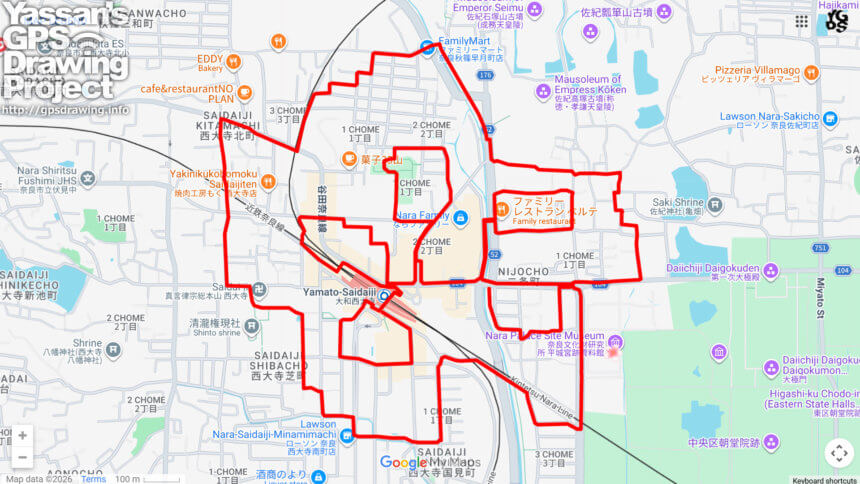 平城宮跡資料館のさくら（奈良県奈良市）のGPSアート