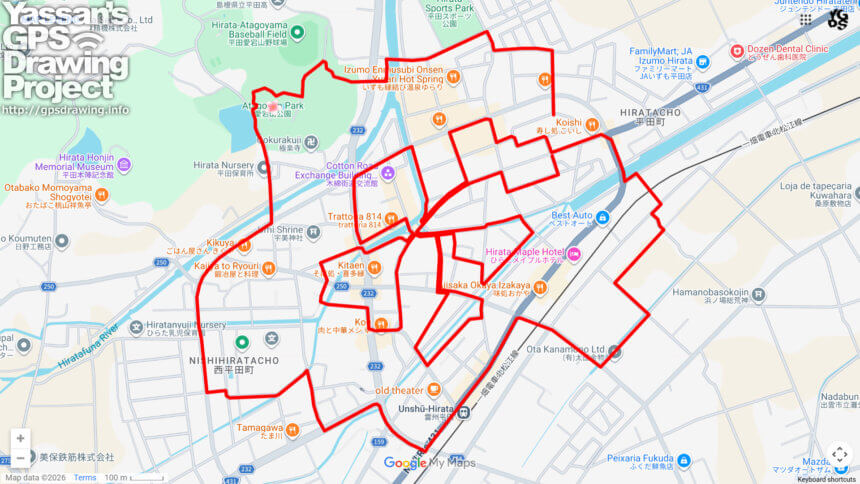 愛宕山公園のさくら（島根県出雲市）のGPSアート