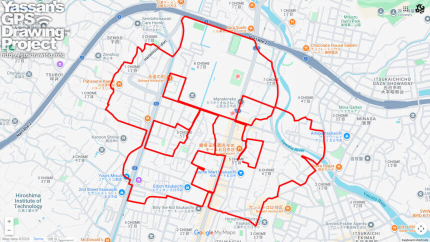 造幣局広島支局のさくら（広島県広島市佐伯区）のGPSアート