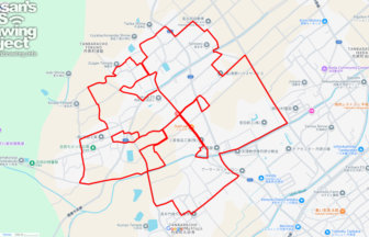 西山興隆寺のさくら（愛媛県西条市）のGPSアート