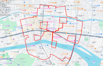 堀川遊歩道のさくら（高知県高知市）のGPSアート