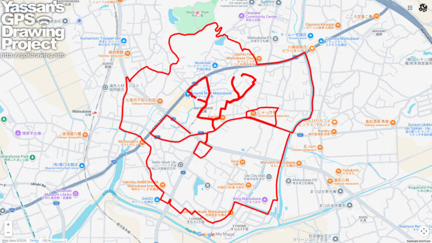 岡岳公園のさくら（熊本県宇城市）のGPSアート