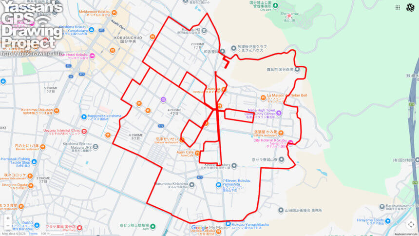 城山公園のさくら（鹿児島県霧島市）のGPSアート