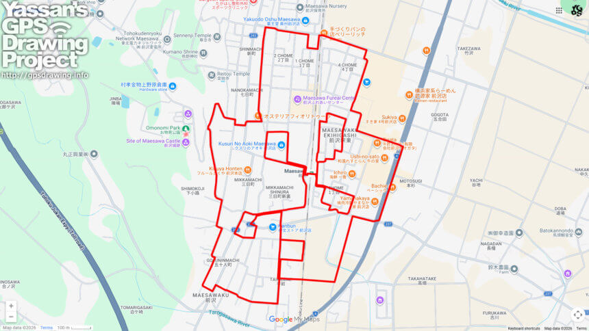 お物見公園のさくら（岩手県奥州市）のGPSアート