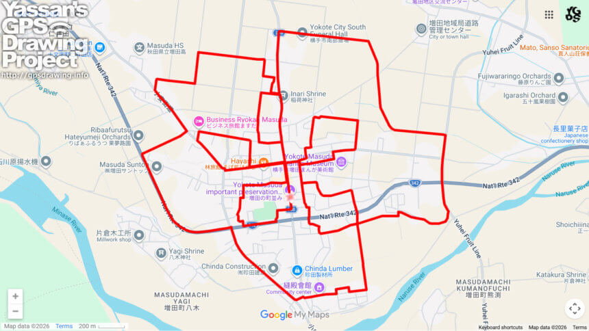 増田町のさくら（秋田県横手市）のGPSアート