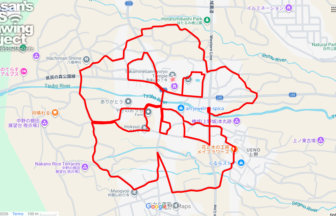 妙了寺のさくら（山梨県南アルプス市）のGPSアート