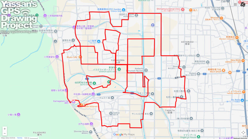 霞間ヶ渓のさくら（岐阜県池田町）のGPSアート