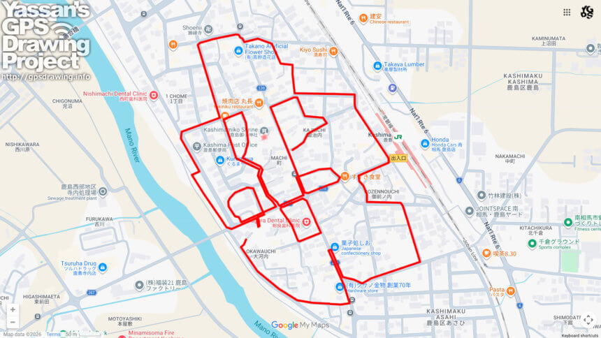 鹿島御子神社のさくら（福島県南相馬市）のGPSアート