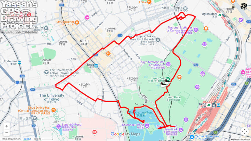 上野動物園のライチョウ（東京都台東区）のGPSアート