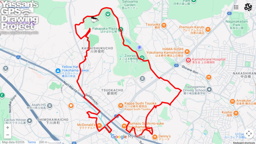 横浜市繁殖センターのライチョウ（神奈川県横浜市旭区）のGPSアート