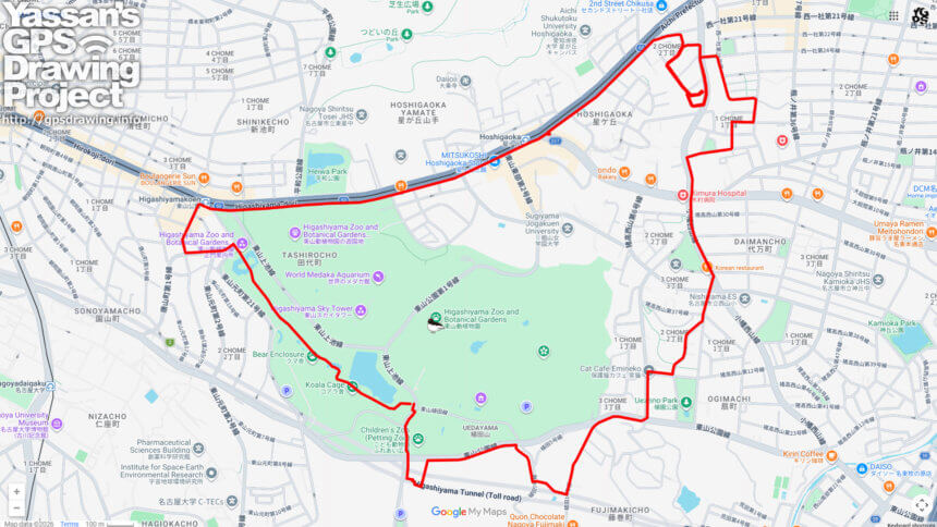 東山動植物園のライチョウ（愛知県名古屋市千種区）のGPSアート